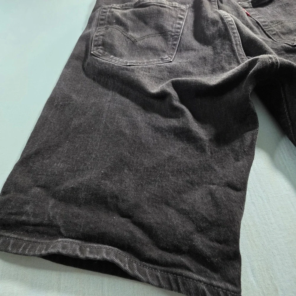 Levis 501 Mens Black Denim Shorts Original Fit Button Fly Cut Off Size 38 W38